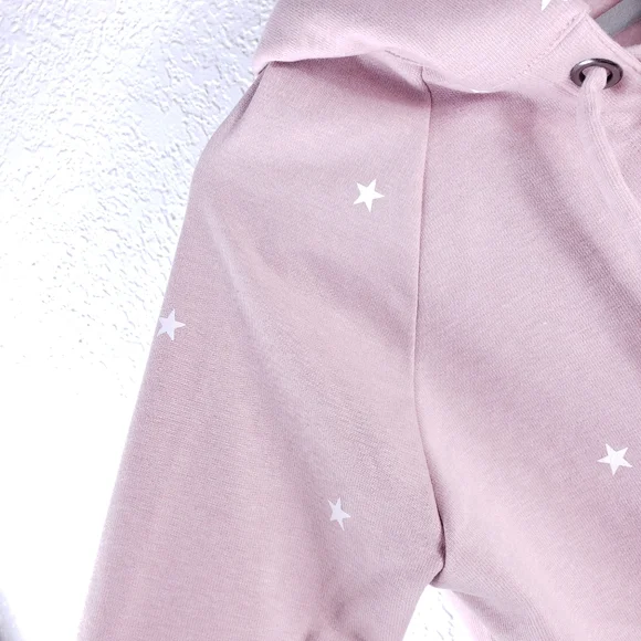 STORIA Stars Print Lace-Up Oversized Hoodie Mauve Pink Jacket - Picture 6 of 12